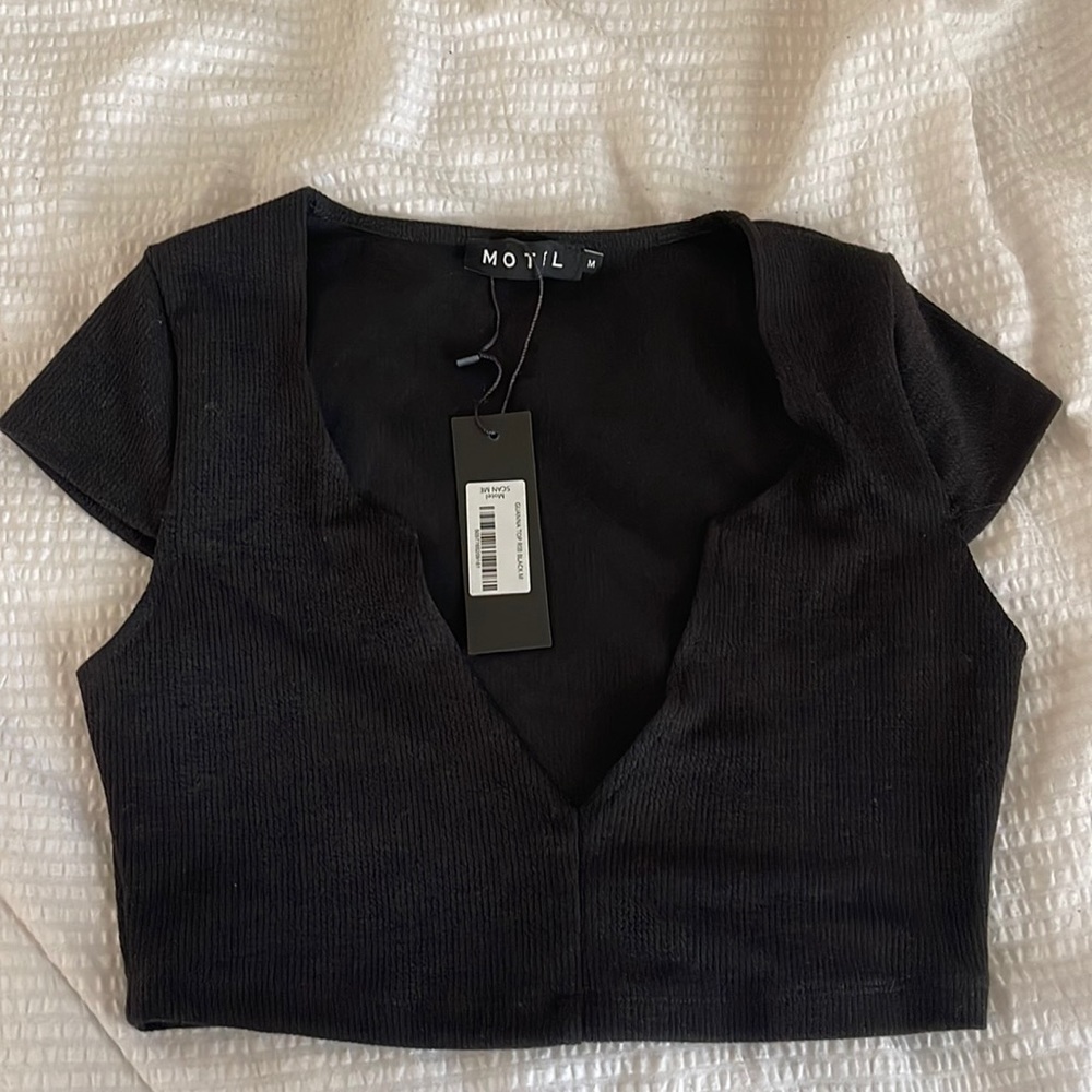 MOTEL Guanna Top Rib Black